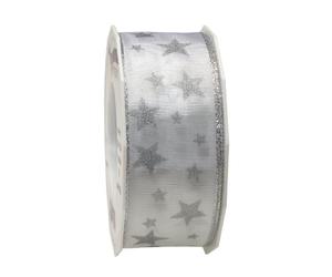 C.E. Pattberg Präsent - Arktis Wired & Printed Ribbon White 40 mm width, 20 m length