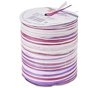 C.E. PATTBERG PRÄSENT Cinta regalo de rafia multicolor lila-rosa-blanco, 50 m cinta decorativa para envolver regalos, para decoración y manualidades versátiles y creativas