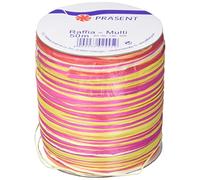 C.E. PATTBERG PRÄSENT Cinta regalo de rafia multicolor rosa-amarillo-rojo, 50 m cinta decorativa para envolver regalos, para decoración y manualidades versátiles y creativas