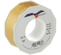 C.E. PATTBERG PRÄSENT Cinta regalo satén color oro, 25 m de cinta de raso para envolver regalos, 40 mm de ancho, cinta de regalo para decoración y manualidades, cinta decorativa versátil
