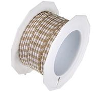 C.E. Pattberg Präsent - Rollo de Lazo con Alambre metálico (tafetán, 10 mm x 20 m), diseño de Cuadros, Color marrón y Blanco