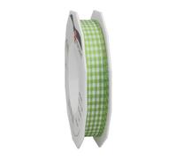 C.E. Pattberg Präsent - Rollo de Lazo con Alambre metálico (tafetán, 15 mm x 20 m), diseño de Cuadros, Color Verde y Blanco