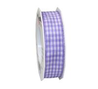 C.E. Pattberg Präsent - Rollo de Lazo con Alambre metálico (tafetán, 25 mm x 20 m), diseño de Cuadros, Color Violeta y Blanco