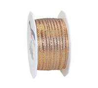 C.E. Pattberg Präsent Wien - Rollo de Cinta con Alambre metálico (5 mm x 50 m), diseño de Entramado con Bordes, Color Dorado