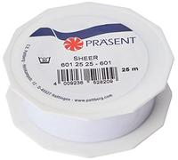 C.E. PATTBERG SHEER Cinta regalo de organza color blanco, 25 m cinta decorativa para envolver regalos, 25 mm de ancho, cinta para decoración y manualidades versátiles y creativas