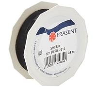 C.E. PATTBERG SHEER Cinta regalo de organza color negro, 25 m cinta decorativa para envolver regalos, 25 mm de ancho, cinta para decoración y manualidades versátiles y creativas