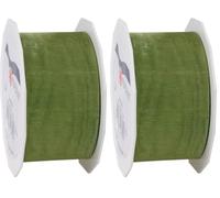 C.E. PATTBERG SHEER Cinta regalo de organza color oliva, 25 m cinta decorativa para envolver regalos, 40 mm de ancho, cinta para decoración y manualidades versátiles y creativas (Paquete de 2)