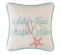 C&F Home Almohada Decorativa Bordada de 10 Pulgadas con diseño de Estrella de mar y Besos salados, tamaño pequeño, de algodón, para Playa, Cita inspiradora, océano, costero, pequeño, decoración de