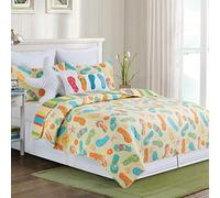 C&F Home Sunny Splash - Juego de edredón de 2 Piezas con 1 Funda de Almohada Reversible para Todas Las Estaciones, Microfibra Ligera, para Verano, Playa, océano, costero, cubrecama Individual, Color