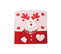 (C) Funda navideña festiva para silla con adorable diseño de dibujos animados de Papá Noel, elfo y reno