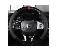 (C)Fundas para volante de coche de 38 cm de cuero y fibra de carbono para Honda Accord City Civic Fit