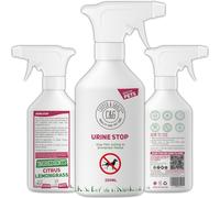 C&G Pets Spray de parada de orina para perros y gatos, fórmula de triple acción, detiene las marcas repetidas en interiores y exteriores, ingredientes naturales, fabricado en el Reino Unido, seguro