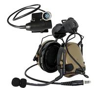C III Tactical Helmet Mounted Silicone Headset + PRC PTT 6-Pin U94 PTT Tactical Helmet ARC Track Bracket Version Tactical Airsoft Headset Compatible BF UV-5R, UV-82 Walkie Talkie (Color : T)