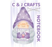 C&J Crafts Gnome Notebook, Journal, A5/ 6 x 9 in, with "belongs to" inside front cover, Blank Lined pages: Gonk Crochet Watermark throughout, Handbag ... Kids, Students, Children and Adults, All Ages