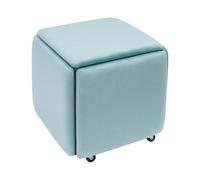 C-Juzarl Juego de taburetes de terciopelo 5 en 1 con ruedas, reposapiés apilable y vestidor para salón o comedor, asiento de cubo móvil (azul)
