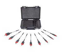 C.K Tools CK T2953 - Juego de brocas planas para madera (9 piezas, 12 a 32 mm, punta de rosca auto-tirable, vástago hexagonal de bloqueo rápido de 1/4", compatible con llave de impacto, acero al