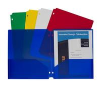 C-Line Two-Pocket Heavyweight Poly Portfolio Folder with Three-Hole Punch, Blue, Box of 25 Folders (32935)