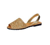 C.Ortuño Avarcas Sandalias Menorquinas Menorquinas de verano de piel auténtica para mujer, sandalias de verano con purpurina, sandalias Menorquinas (dorado, sistema de tallas de zapatos de la UE