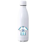 C&P Botella futbol personalizada, Botella de agua acero inoxidable térmica de doble Capa bebidas frías 24h y Calientes 12h, Capacidad 500 ml (Malaga)