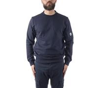 C.P. COMPANY Diagonal Raised Fleece Crew Neck Sweatshirt Total Eclipse Blue (as4, Alpha, x_l, Regular, Regular, XL)
