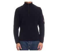 C.P. Company - Suéter de Punto Acanalado con Cremallera de Un Cuarto - Knitwear - Hombre - Azul - S -