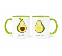 C&P Juego de 2 tazas pareja “Juntos somos uno” - Tazas aguacate - Regalo romántico y divertido para novios, aniversario y San Valentín