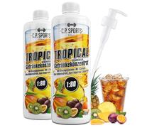 C.P.Sports Concentrado de bebida, Jarabe Bebida - 1, 2, 5, 10 litros, 1:80 + bomba dosificadora, 20 variedades, mineral beber con carnitina y vitaminas sin azúcar