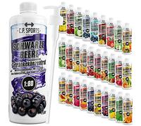 C.P.Sports Concentrado de bebida, Jarabe Bebida - 1, 2, 5, 10 litros, 1:80 + bomba dosificadora, 20 variedades, mineral beber con carnitina y vitaminas sin azúcar