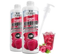 C.P.Sports Concentrado de bebida, Jarabe Bebida - 1, 2, 5, 10 litros, 1:80 + bomba dosificadora, 20 variedades, mineral beber con carnitina y vitaminas sin azúcar