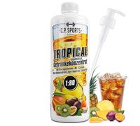 C.P.Sports Concentrado de bebida, Jarabe Bebida - 1, 2, 5, 10 litros, 1:80 + bomba dosificadora, 20 variedades, mineral beber con carnitina y vitaminas sin azúcar