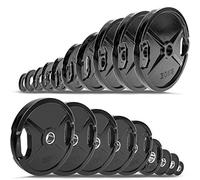 C.P.Sports olímpico Discos de peso 50 mm como pares - hierro fundido o engomado, 0,5 kg - 30 kg con mango agujero para levantamiento de pesas, 1 par de discos de fundición de goma, tamaño 5 kg