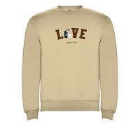 C&P Sudadera Beige Personalizada Love con Foto Ilustrada - Sudadera Unisex con Foto Ilustrada y Fecha | Cuello Redondo Unisex | Elige tu Talla, Personalizacion DTF