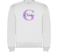C&P Sudadera Personalizada Inicial + Nombre | Cuello Redondo Unisex | 50% algodón / 50% poliéster | Elige tu Talla | 280 GR, Personalizacion DTF