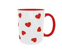 C&P taza corazones blanco brillo con asa e inteior rojo 350 ML (Asa Roja)