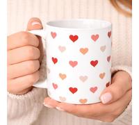 C&P taza corazones en color blanco brillo con asa e inteior rojo 350 ML (Blanca)