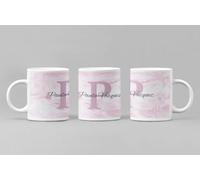 C&P Taza Deluxe Personalizada blanco brillo con Inicial,nombre y apellido de cerámica 350 ML