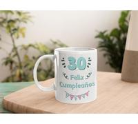 C&P taza Feliz Cumpleaños, personalizala con el numero y el color que quiereas, blanco brillo 350 ML