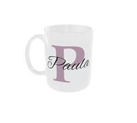 C&P Taza Personalizada blanco brillo con Inicial y Nombre de cerámica 350 ML