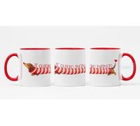 C&P Taza romántica “Te quiero infinito” perro salchicha - Taza original para pareja - Regalo divertido para novios, aniversario y San Valentín - Cerámica con interior rojo
