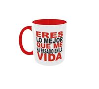 C&P taza san Valentín, eres lo mejor que me ha pasado en la vida, asa e interior en rojo 350 ml blanco brillo
