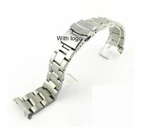 (C-Plata con logotipo 24 mm) Para correa de acero inoxidable macizo Seiko Skx007 Skx009 Srpd63k1 Samurai