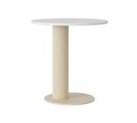 C Shaped Roman Column End Tables, Modern Living Room Sofa Side Table,Creative Balcony Rock Slab Small Round Table, Bedroom Nightstand(Cream,50cm/19.7in)