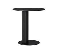 C Shaped Roman Column End Tables, Modern Living Room Sofa Side Table,Creative Balcony Rock Slab Small Round Table, Bedroom Nightstand(Black,60cm/23.6in)