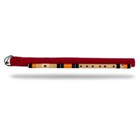 C Sharp - Bansuri central para zurdos, negro y naranja, sintonizado con Tanpura A = 440 Hz, flauta de PVC + cubierta de terciopelo + lecciones de flauta de hindi e inglés
