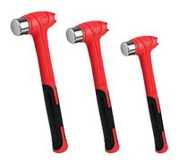 C&T Martillo de bola de 3 piezas, 16 onzas, 32 onzas, 48 onzas, martillo de mango de fibra de vidrio para bola de bola, herramienta de mango de martillo de bola con construcción de acero forjado y