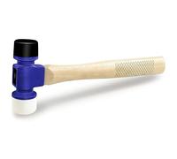 C&T Martillo de goma suave de 24 onzas, diámetro de 45 mm, doble cara con 70 ° de TPU duro y puntas de TPE suave de 60 ° y mango de madera de nogal para montaje de muebles, colocación de azulejos y