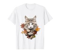 C@tLav Camiseta Unisex Animales Obra De Arte Gato Naturaleza Mascota Animales Camisa Jersey Manga De Doble Puntada Pequeño Blanco