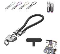 C to C 240W Charging Cable with Wearable Bracelet Design,Portable Fashion Fast ,480Mbps Data Transfer,Includes Lanyard Patch, Plug & Go, Portable Fast Charger Cable for All (Black,0.3m/11.81in)