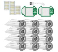 C-U 12 bolsas Folletto + 2 filtros HEPA + 12 ambientadores + 1 cepillo multiusos - Recambios aspiradores compatibles con aspiradora para Vorwerk Folletto VK7 FP7 VK7S FP7S FP7S
