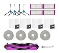 C-U para EUREKA Kit de Accesorios para J15 Pro Ultra Robot Aspirador Lavador, 4 Cepillo Lateral, 4 Fregonas, 1 Cepillo de Rodillo, 4 Filtro HEPA, 4 Bolsa de Polvo, Blanco, 1brush